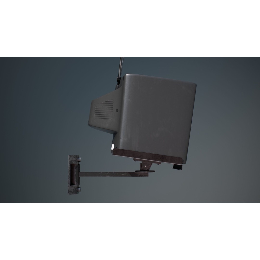 Wall Hanging CRT TV 3D Model – Low Poly Game Asset, FBX, OBJ - View 4