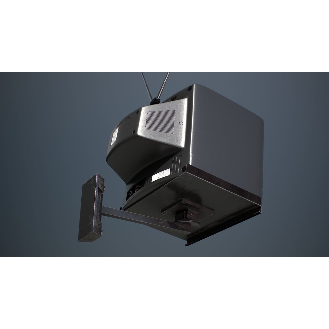 Wall Hanging CRT TV 3D Model – Low Poly Game Asset, FBX, OBJ - View 5