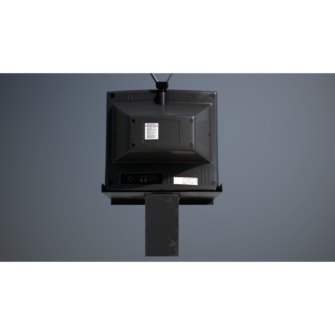Wall Hanging CRT TV 3D Model – Low Poly Game Asset, FBX, OBJ - View 6