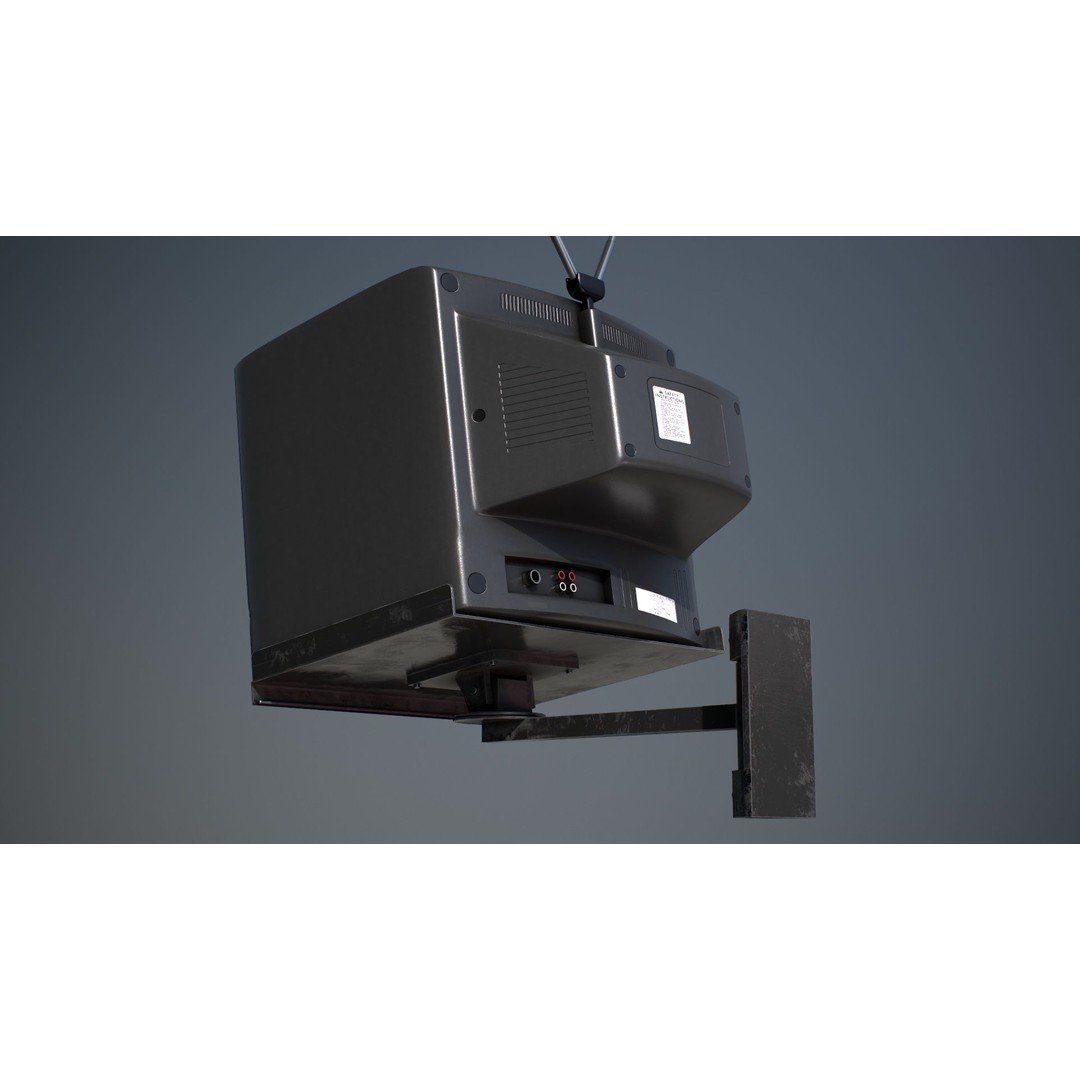 Wall Hanging CRT TV 3D Model – Low Poly Game Asset, FBX, OBJ - View 7