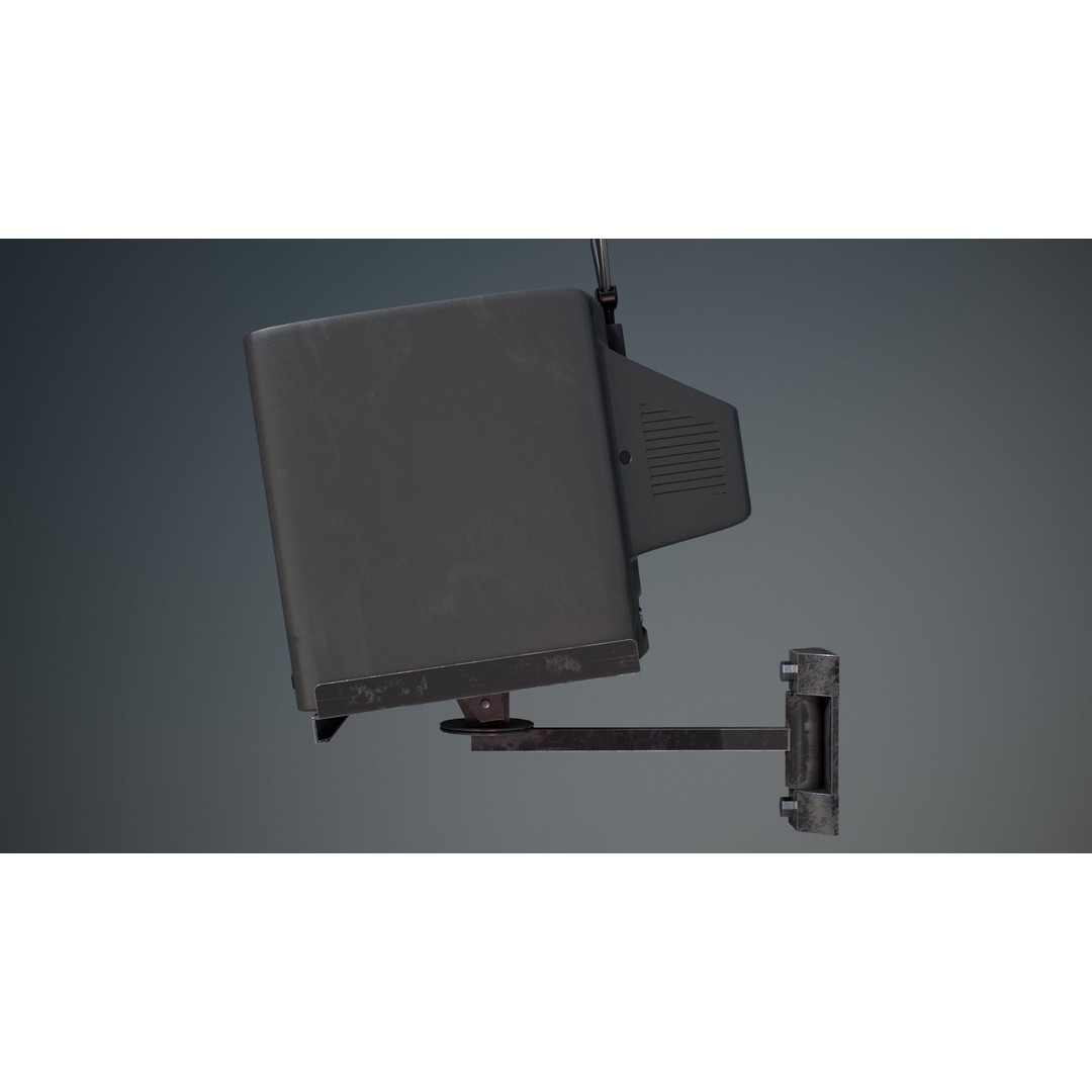 Wall Hanging CRT TV 3D Model – Low Poly Game Asset, FBX, OBJ - View 8