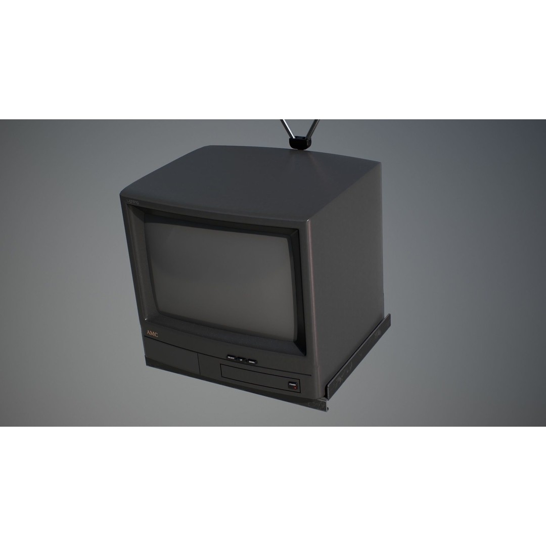 Wall Hanging CRT TV 3D Model – Low Poly Game Asset, FBX, OBJ - View 9