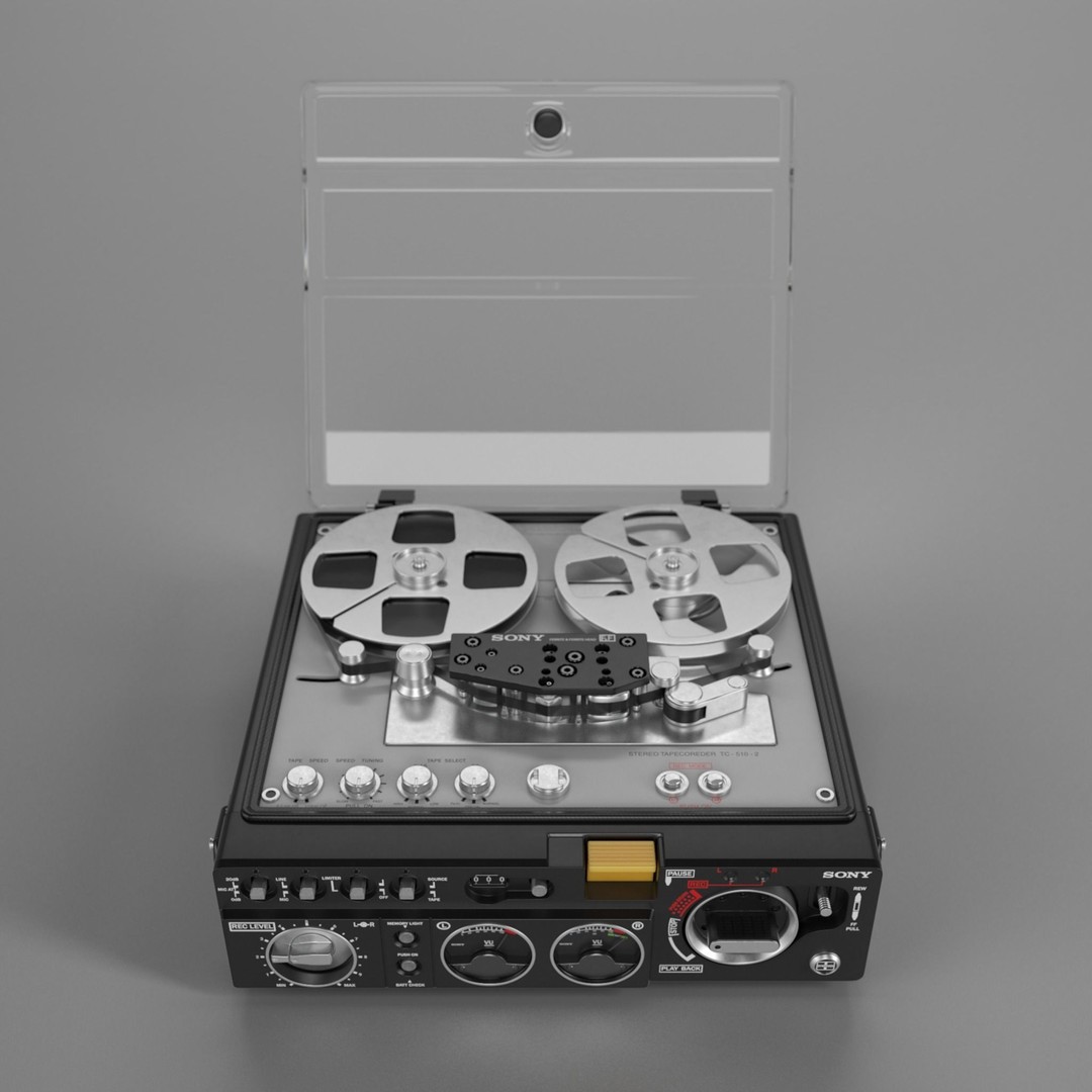 Sony TC 510 3D Model – High Quality Vintage Tape Recorder, FBX/OBJ - View 5