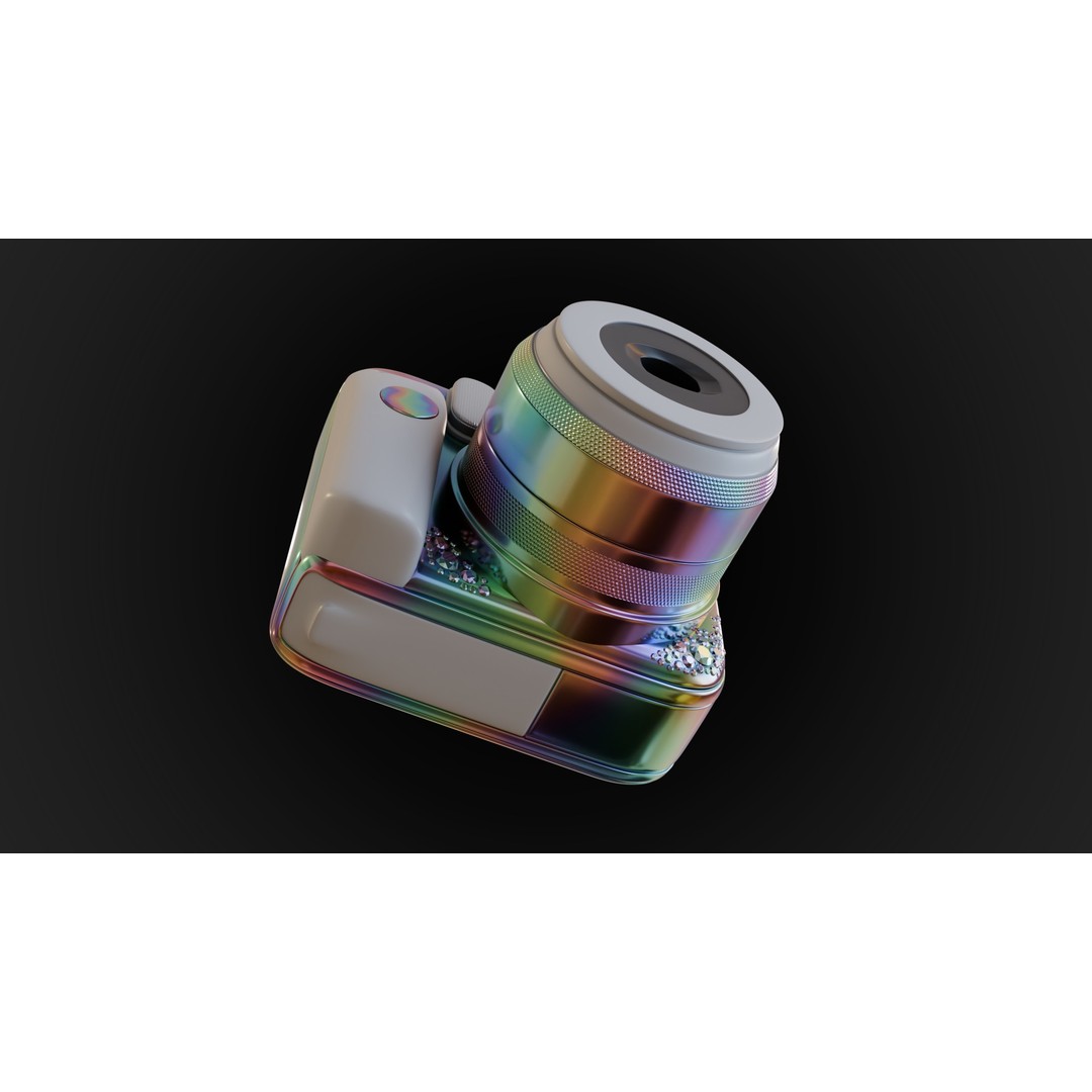 Holographic Design Instant Camera 3D Model – PBR Metallic Textures, FBX - View 11