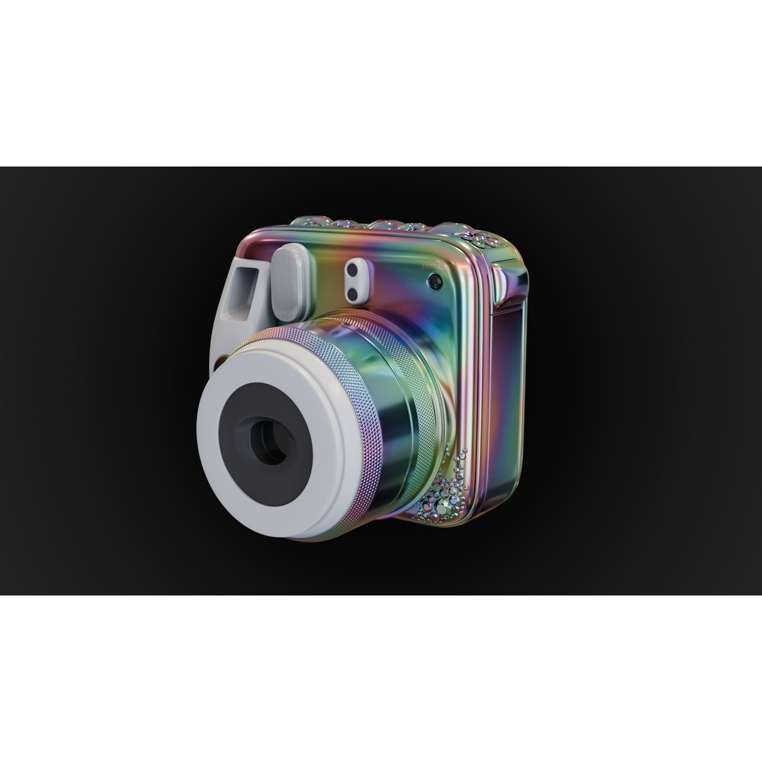 Holographic Design Instant Camera 3D Model – PBR Metallic Textures, FBX - View 3