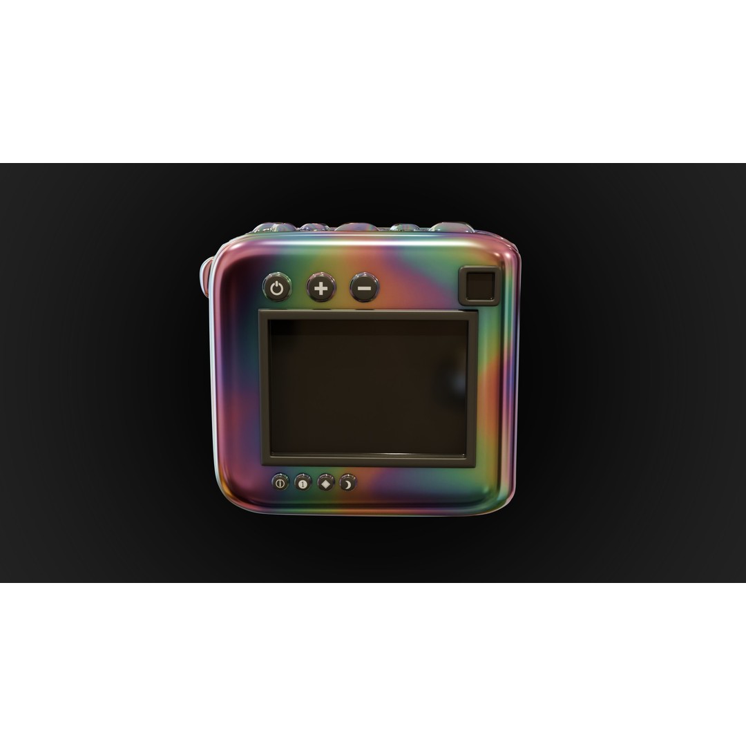Holographic Design Instant Camera 3D Model – PBR Metallic Textures, FBX - View 6