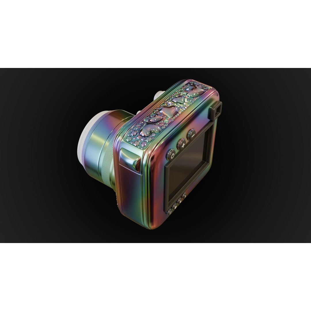 Holographic Design Instant Camera 3D Model – PBR Metallic Textures, FBX - View 7