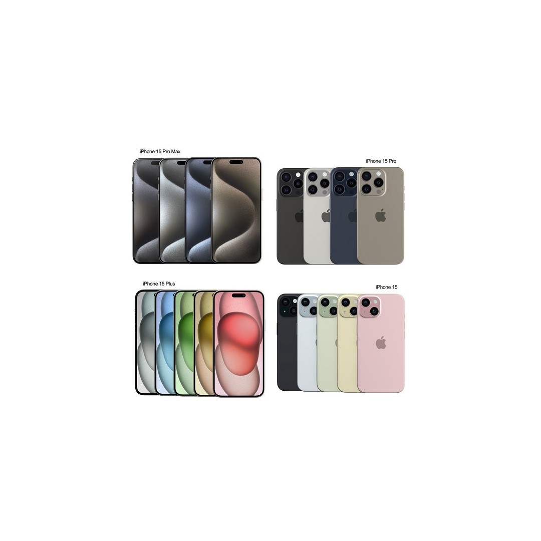 iPhone 15 Collection 3D Model – High-Quality E3D Formats for Animation - View 6