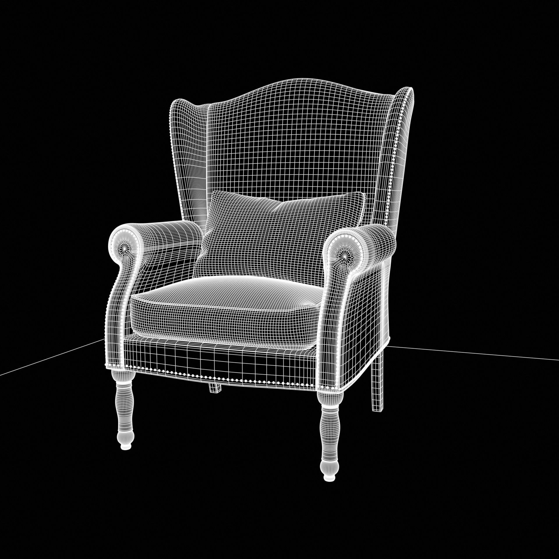 Wingback Chair - Low-Poly Game-Ready 3D Model