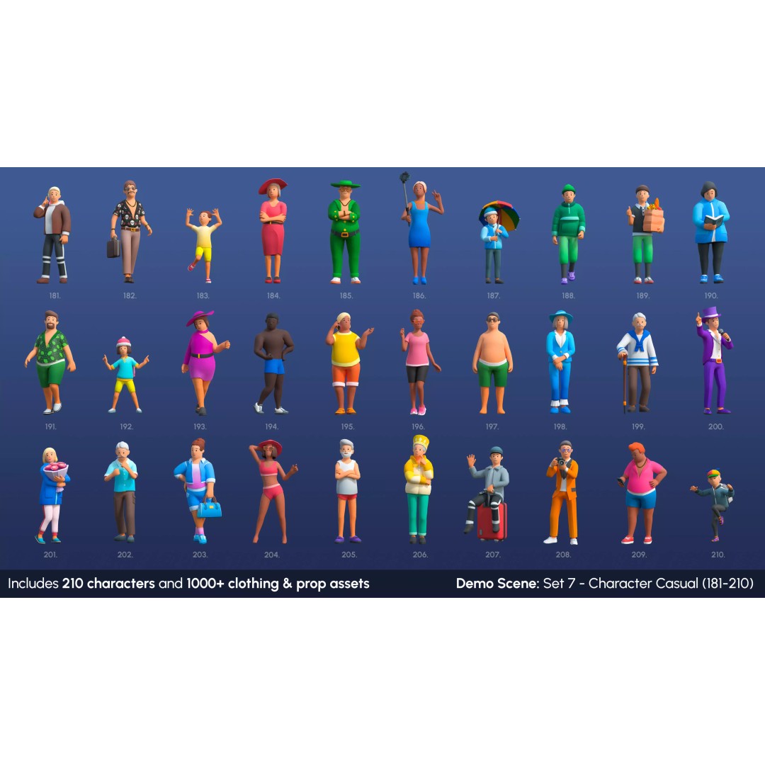 City Characters 3D Model – Low Poly Animated Asset Pack, FBX, Blender - View 10