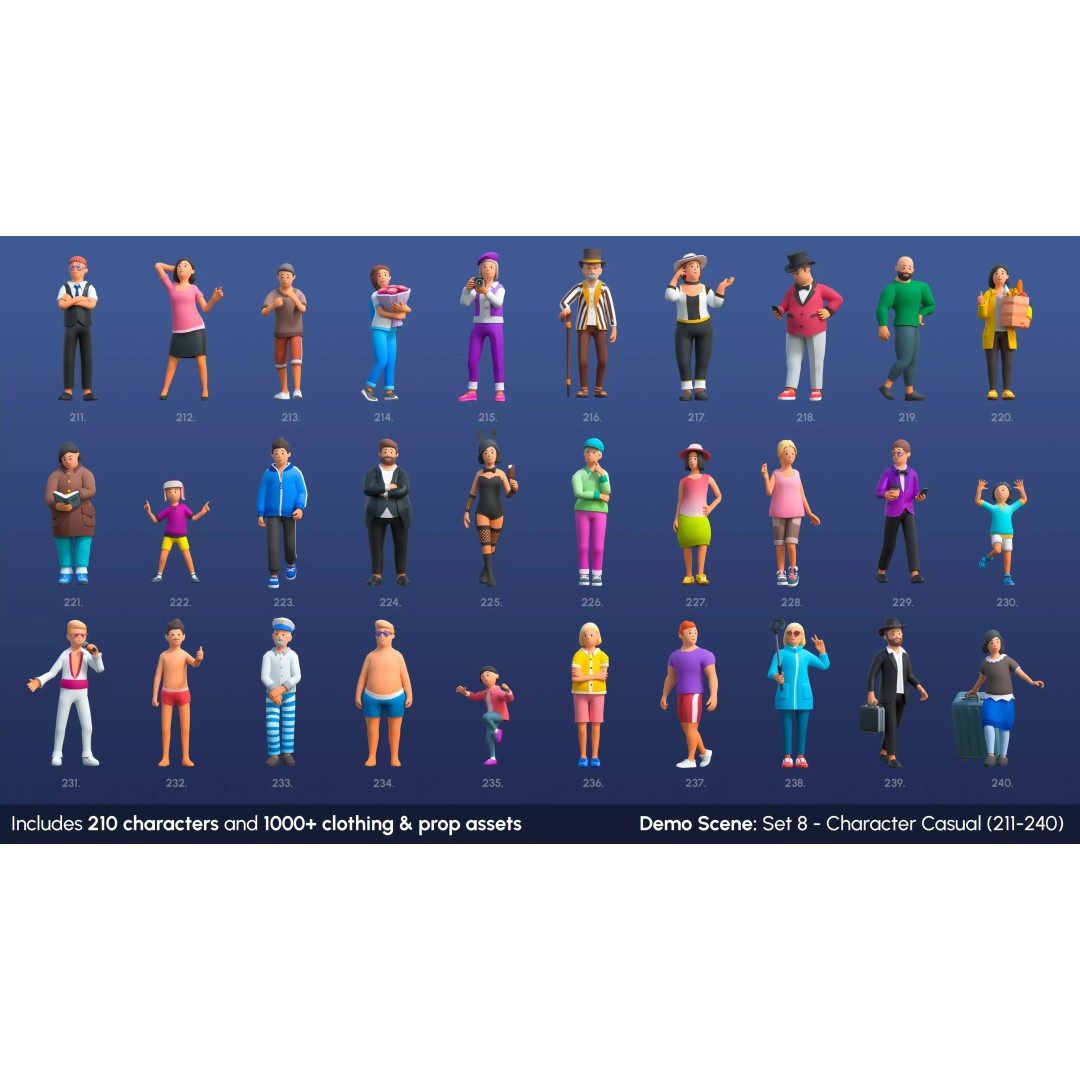 City Characters 3D Model – Low Poly Animated Asset Pack, FBX, Blender - View 11