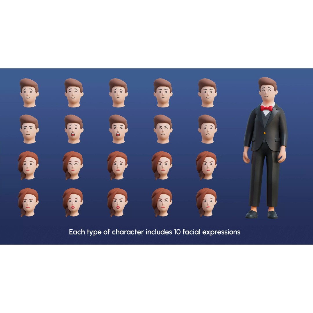 City Characters 3D Model – Low Poly Animated Asset Pack, FBX, Blender - View 15