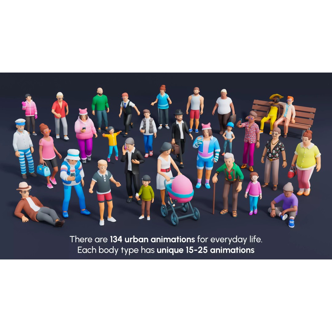 City Characters 3D Model – Low Poly Animated Asset Pack, FBX, Blender - View 16