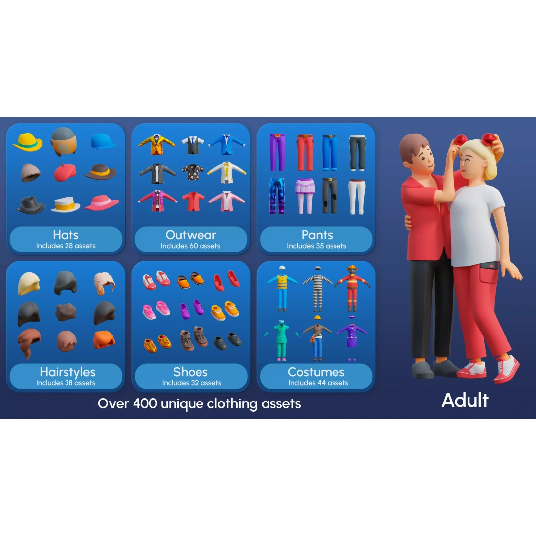 City Characters 3D Model – Low Poly Animated Asset Pack, FBX, Blender - View 19