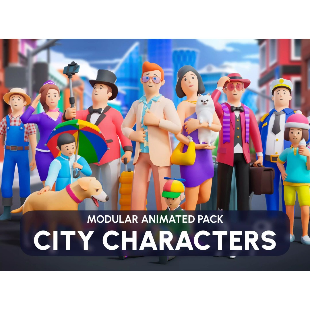 City Characters 3D Model – Low Poly Animated Asset Pack, FBX, Blender - View 2