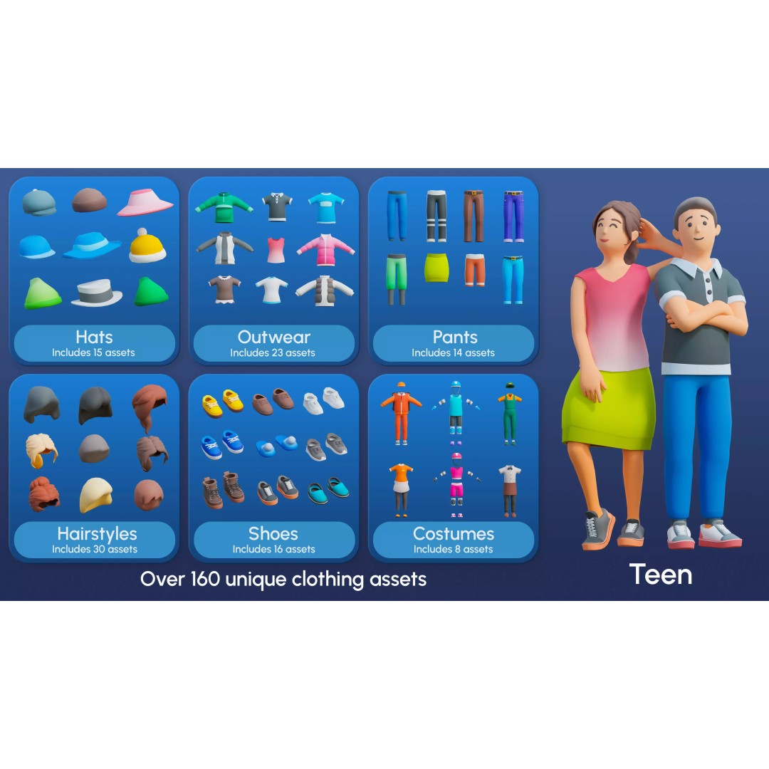 City Characters 3D Model – Low Poly Animated Asset Pack, FBX, Blender - View 22