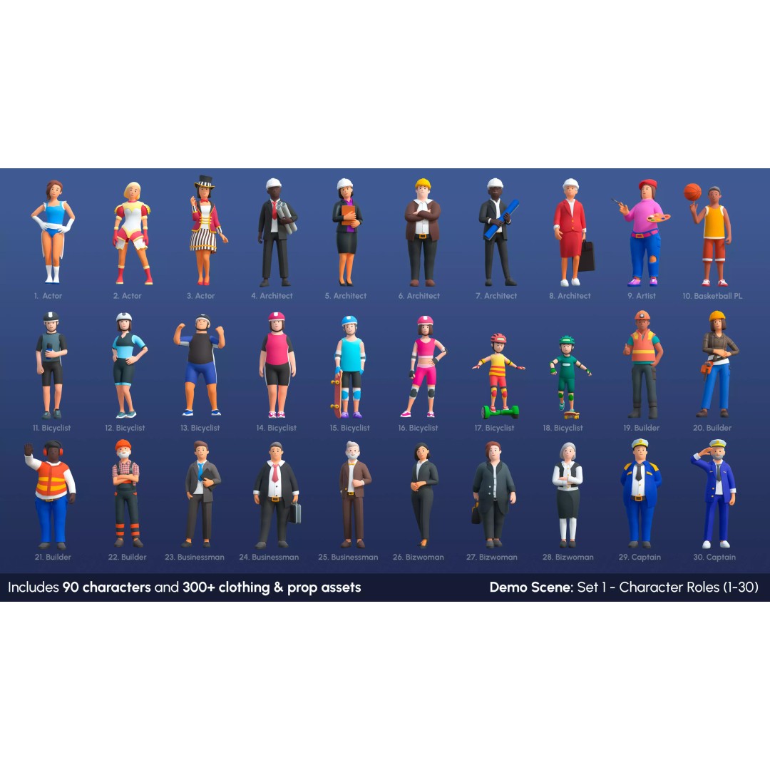 City Characters 3D Model – Low Poly Animated Asset Pack, FBX, Blender - View 4