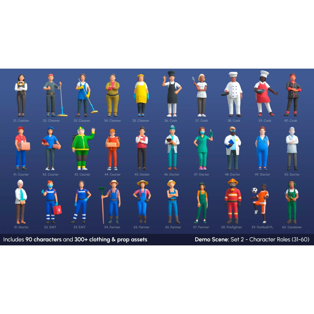 City Characters 3D Model – Low Poly Animated Asset Pack, FBX, Blender - View 5
