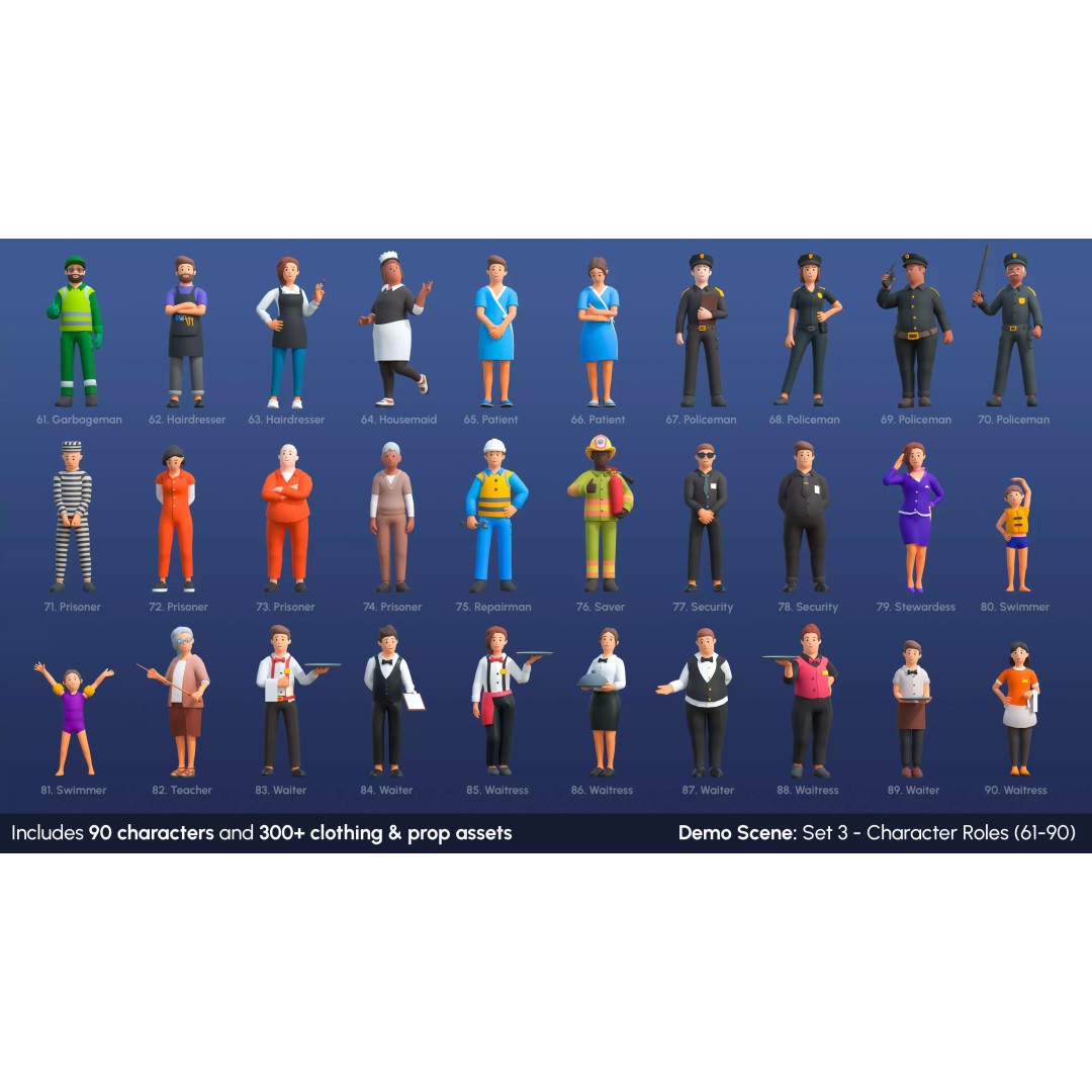 City Characters 3D Model – Low Poly Animated Asset Pack, FBX, Blender - View 6