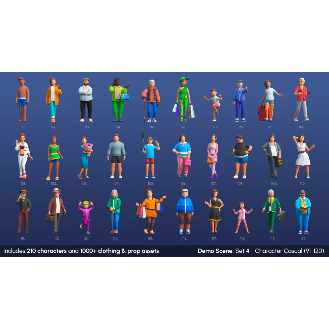 City Characters 3D Model – Low Poly Animated Asset Pack, FBX, Blender - View 7