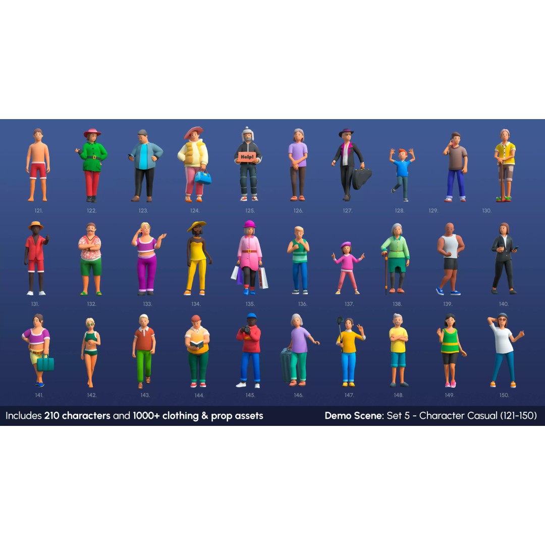 City Characters 3D Model – Low Poly Animated Asset Pack, FBX, Blender - View 8