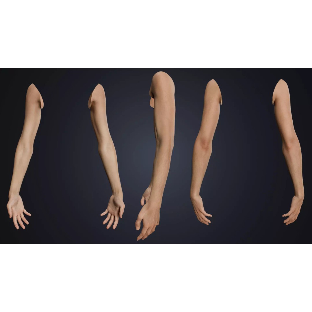Realistic Neutral Arms 3D Model – Cinematic Rigged Asset for Blender - View 3