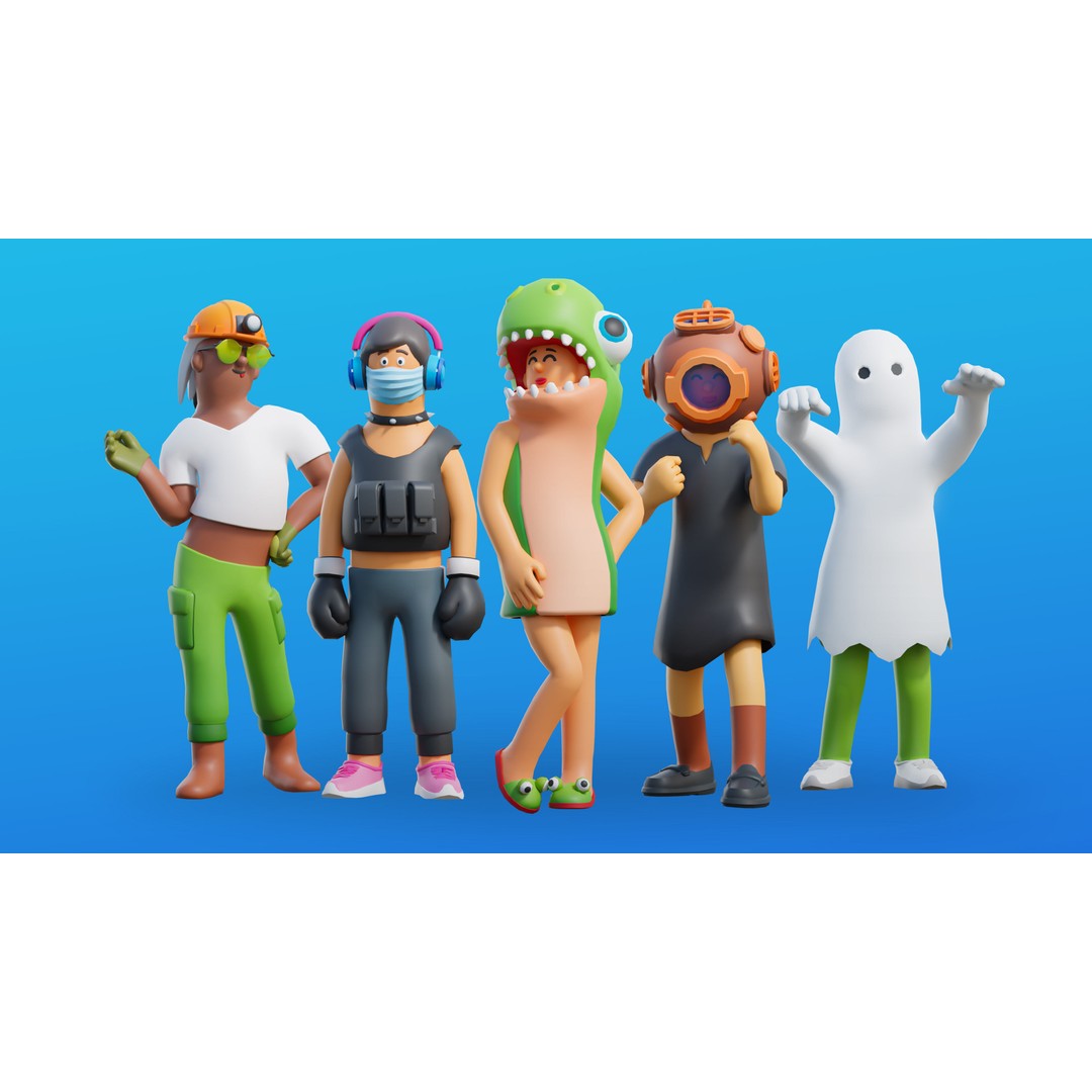 Creative Characters 3D Model – Low Poly Customizable Game Asset, FBX, OBJ - View 10