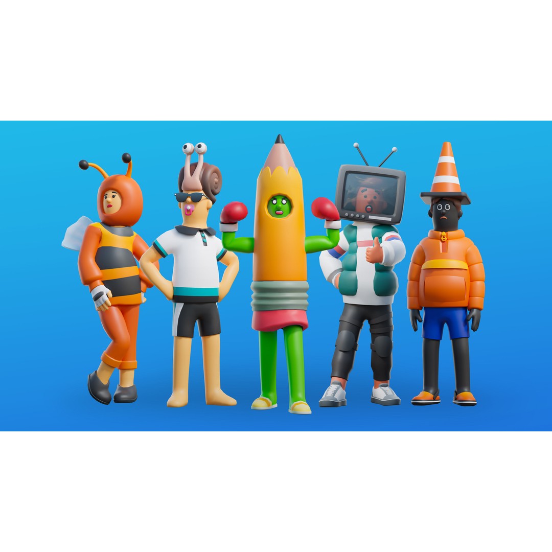 Creative Characters 3D Model – Low Poly Customizable Game Asset, FBX, OBJ - View 13
