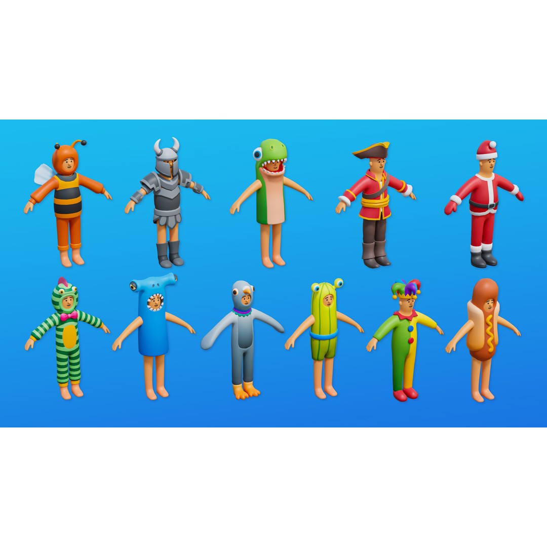 Creative Characters 3D Model – Low Poly Customizable Game Asset, FBX, OBJ - View 15