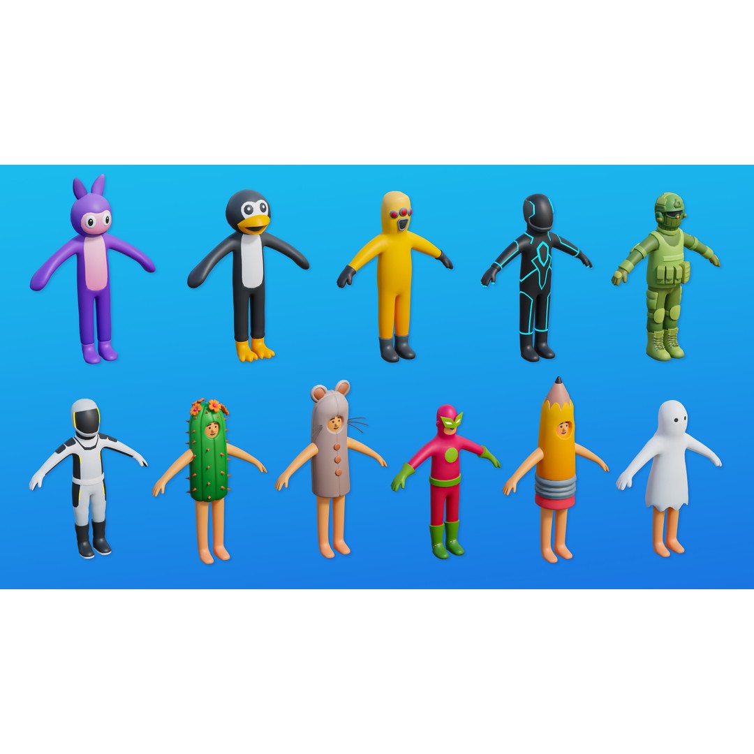Creative Characters 3D Model – Low Poly Customizable Game Asset, FBX, OBJ - View 16