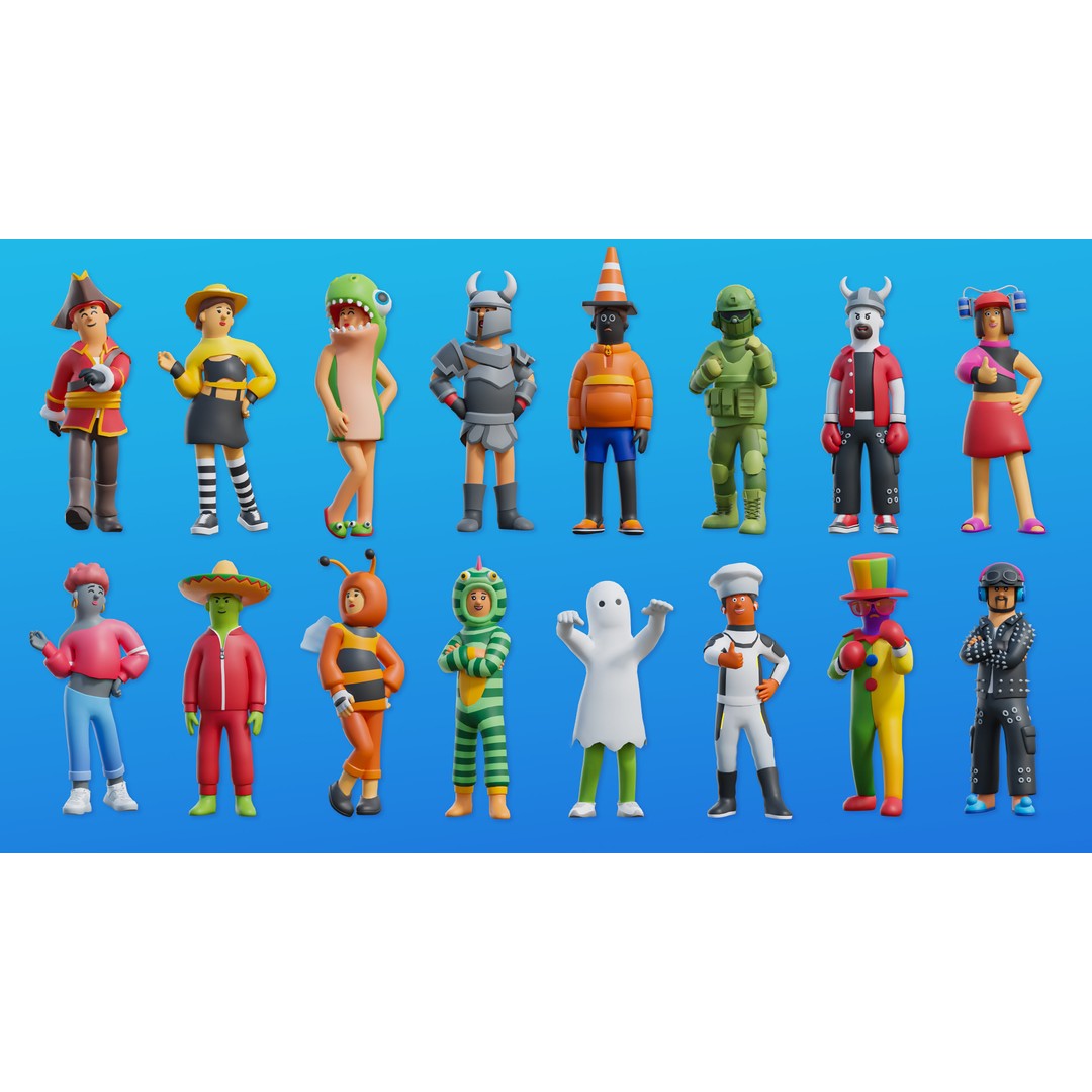 Creative Characters 3D Model – Low Poly Customizable Game Asset, FBX, OBJ - View 6
