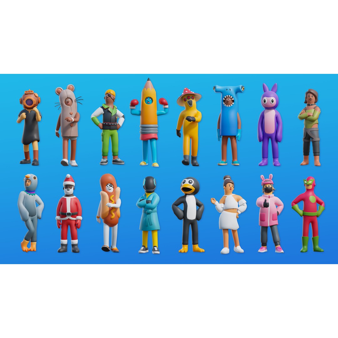 Creative Characters 3D Model – Low Poly Customizable Game Asset, FBX, OBJ - View 7
