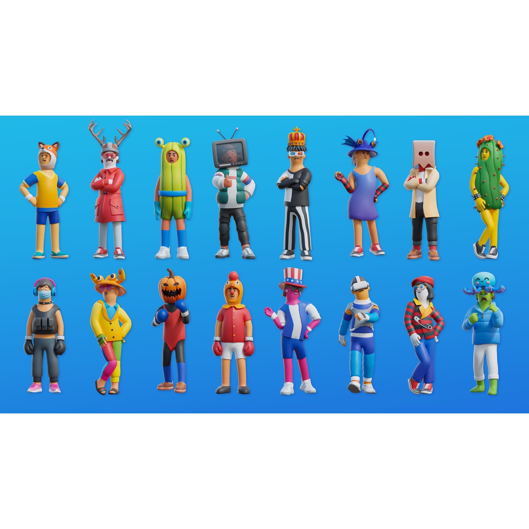 Creative Characters 3D Model – Low Poly Customizable Game Asset, FBX, OBJ - View 8