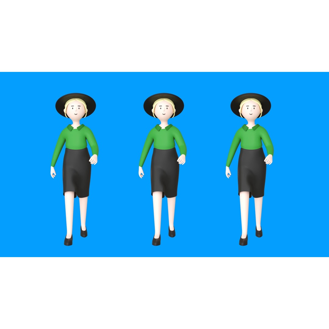 Casual Characters 3D Model – Low Poly Rigged Pack with Animations - View 13
