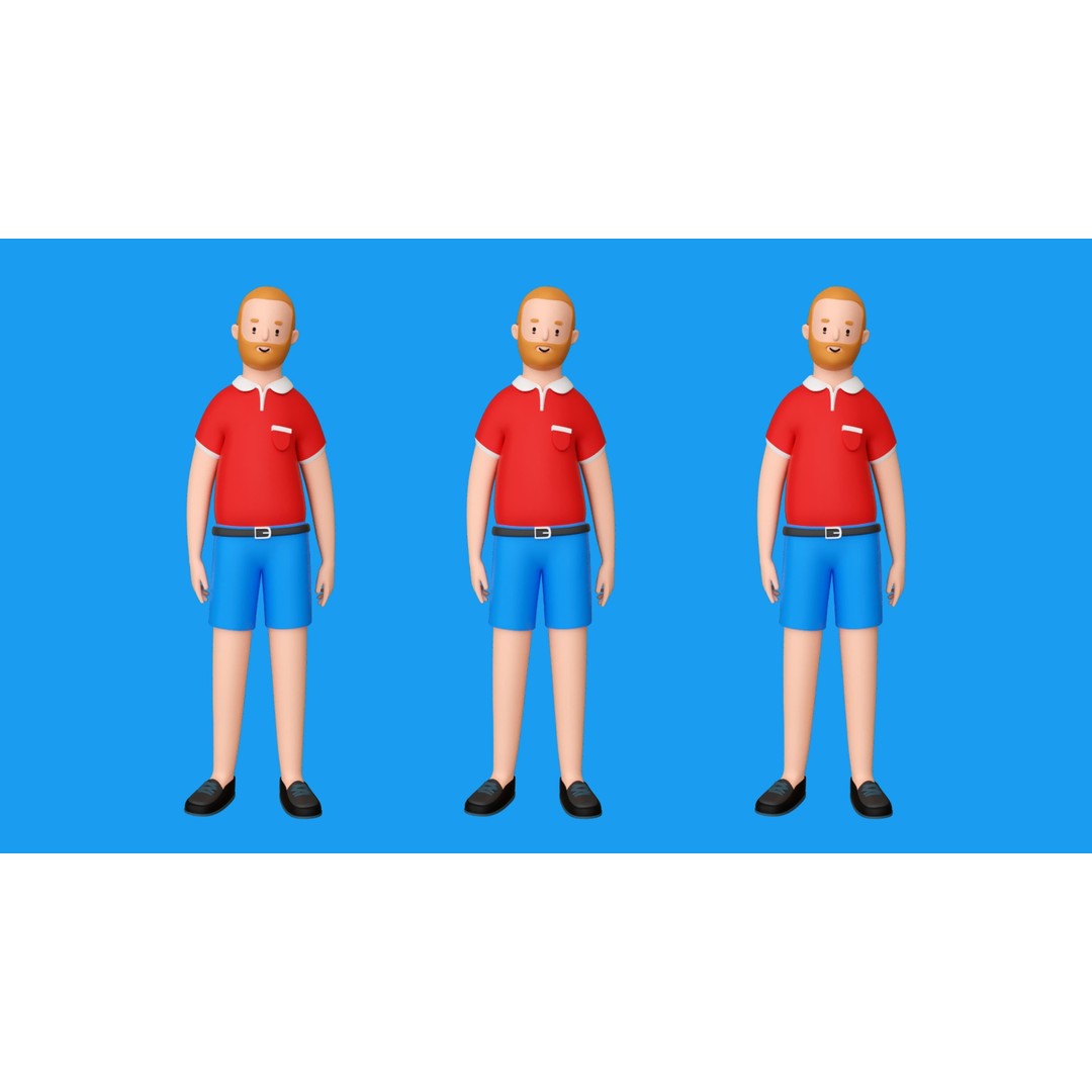 Casual Characters 3D Model – Low Poly Rigged Pack with Animations - View 14