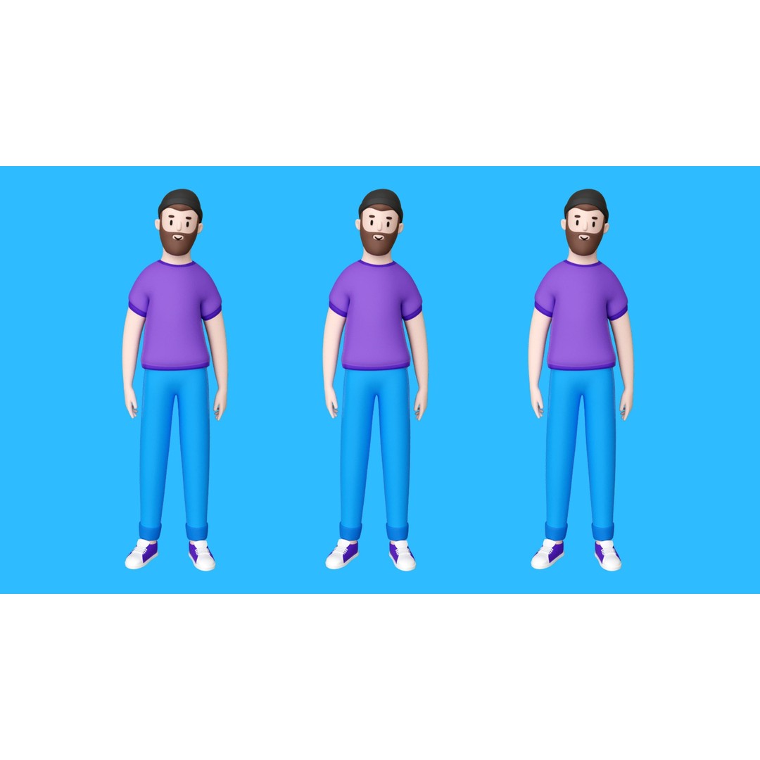 Casual Characters 3D Model – Low Poly Rigged Pack with Animations - View 17