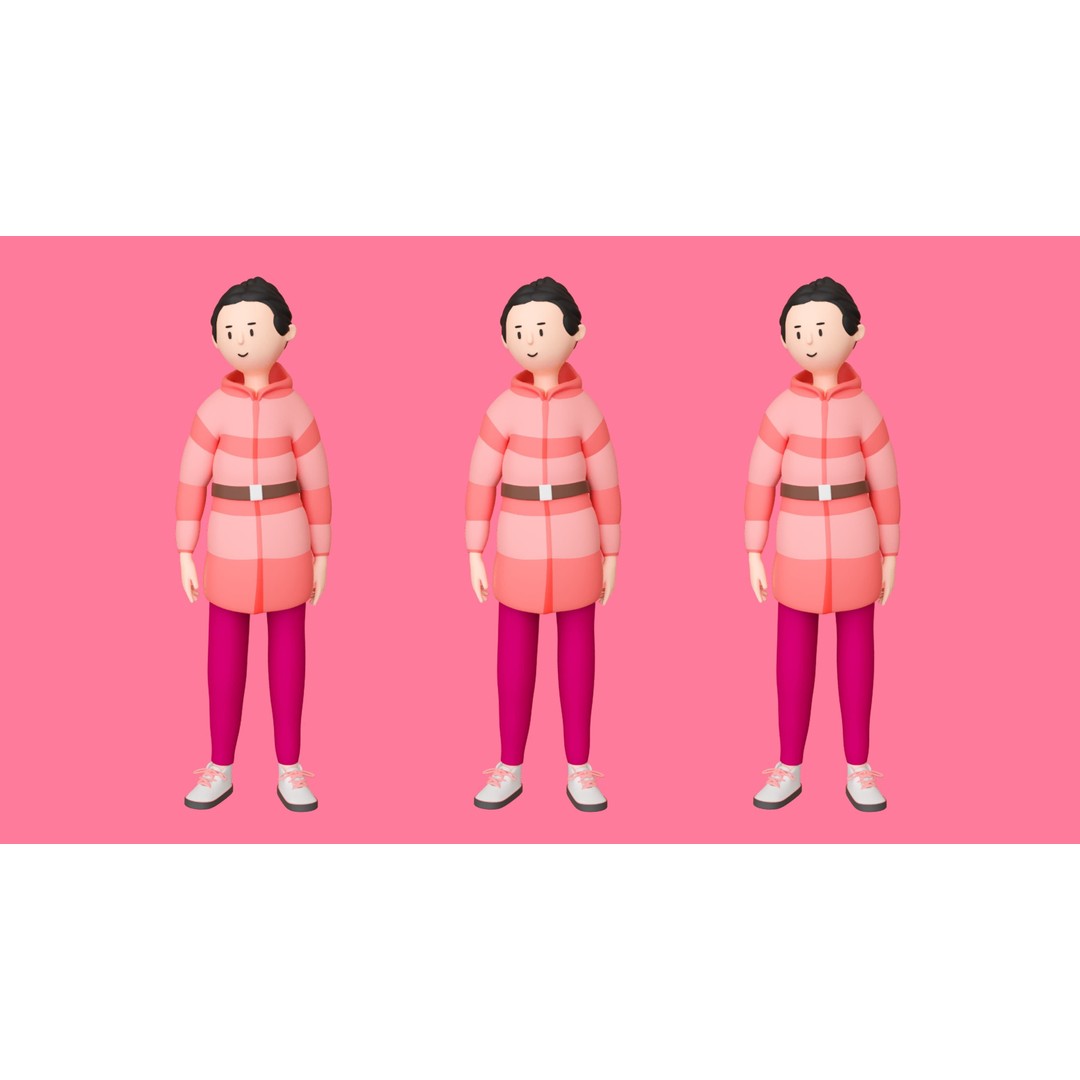 Casual Characters 3D Model – Low Poly Rigged Pack with Animations - View 18