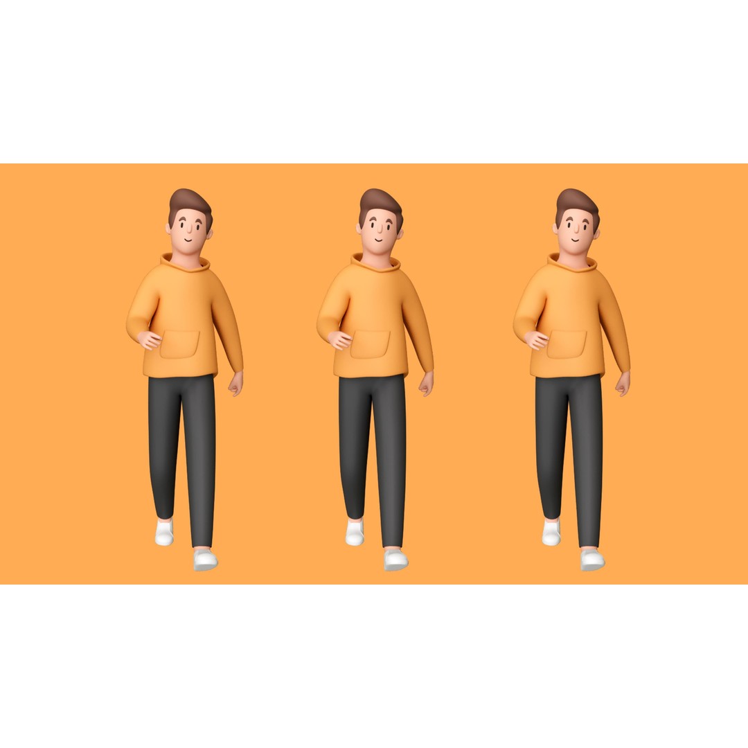Casual Characters 3D Model – Low Poly Rigged Pack with Animations - View 19