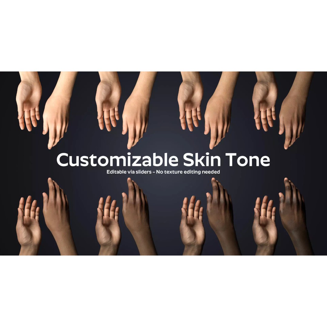 Realistic Neutral Arms 3D Model – Customizable Rigged Character Asset for Blender - View 10