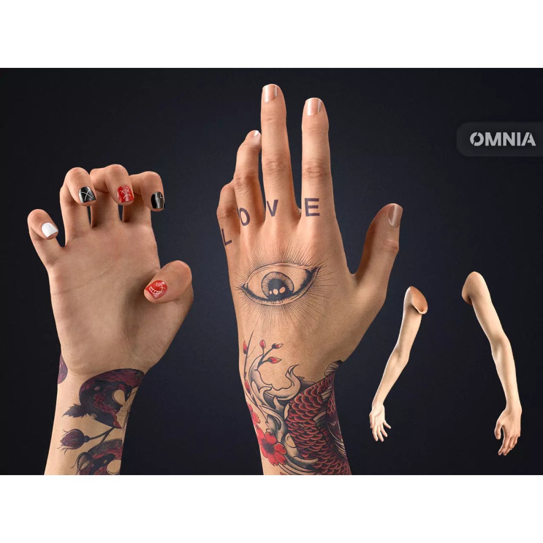 Realistic Neutral Arms 3D Model – Customizable Rigged Character Asset for Blender - View 2