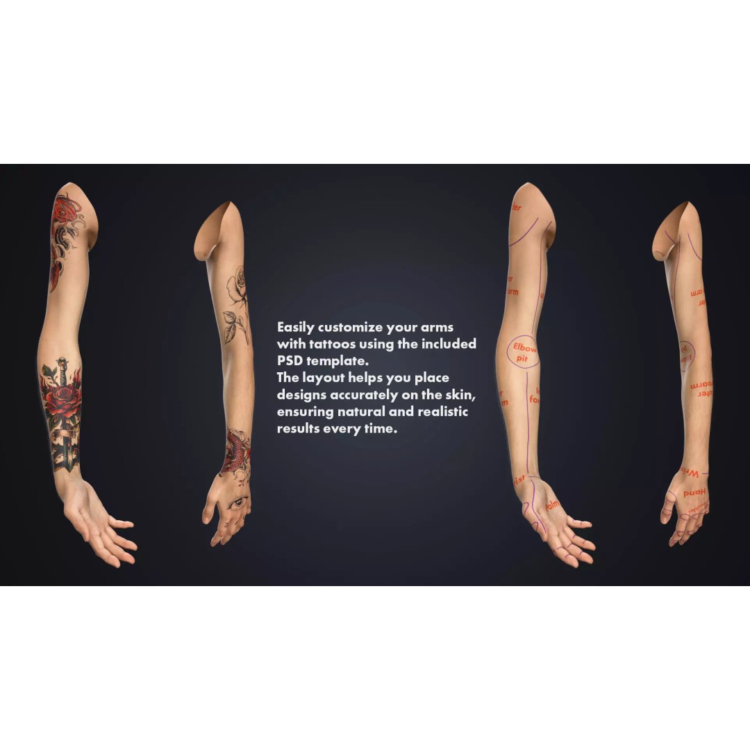 Realistic Neutral Arms 3D Model – Customizable Rigged Character Asset for Blender - View 8