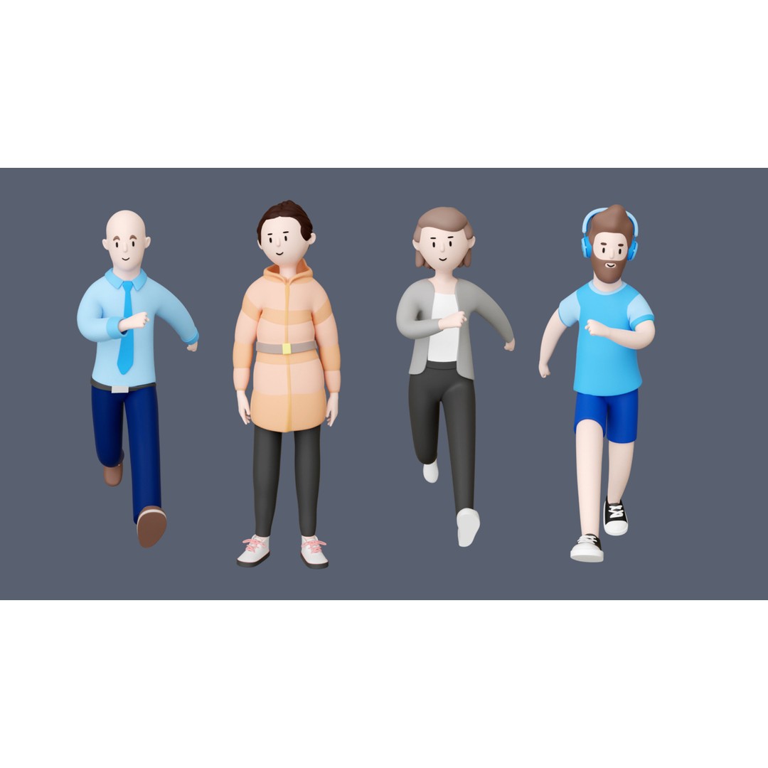 Casual Characters 3D Model – Low Poly Stylized Characters, FBX, Game Ready - View 10