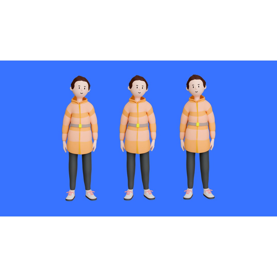 Casual Characters 3D Model – Low Poly Stylized Characters, FBX, Game Ready - View 11