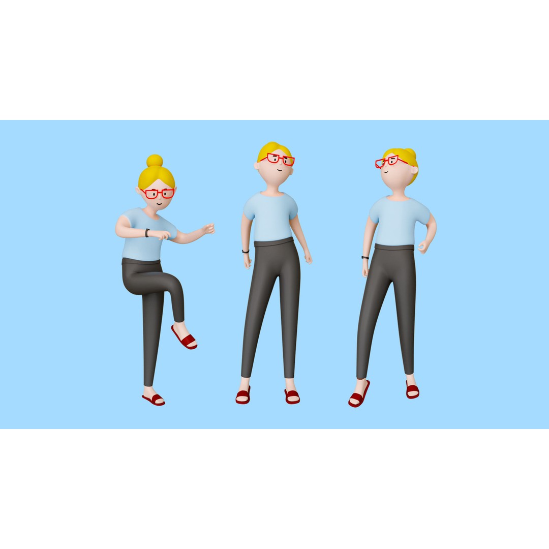Casual Characters 3D Model – Low Poly Stylized Characters, FBX, Game Ready - View 12