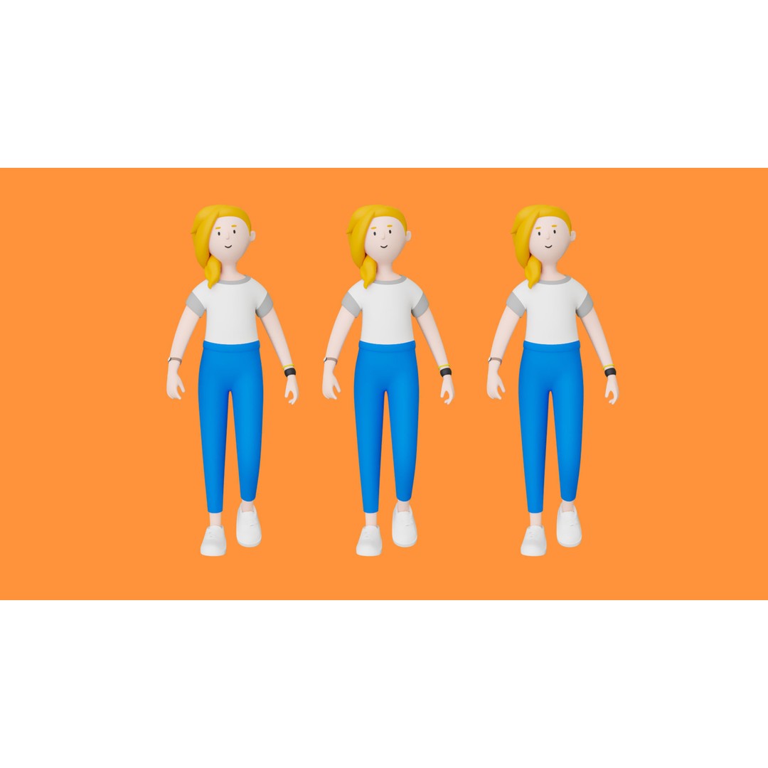 Casual Characters 3D Model – Low Poly Stylized Characters, FBX, Game Ready - View 17