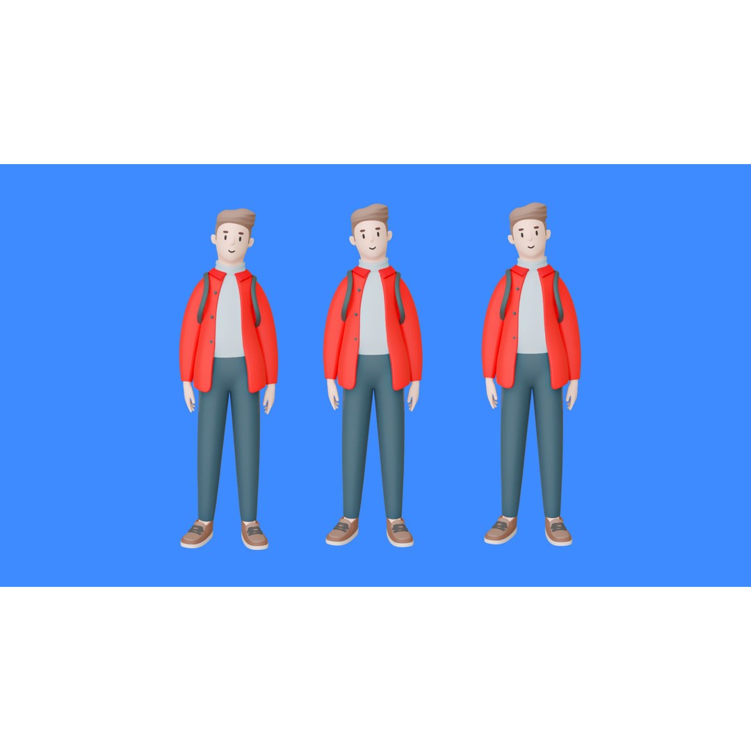 Casual Characters 3D Model – Low Poly Stylized Characters, FBX, Game Ready - View 18