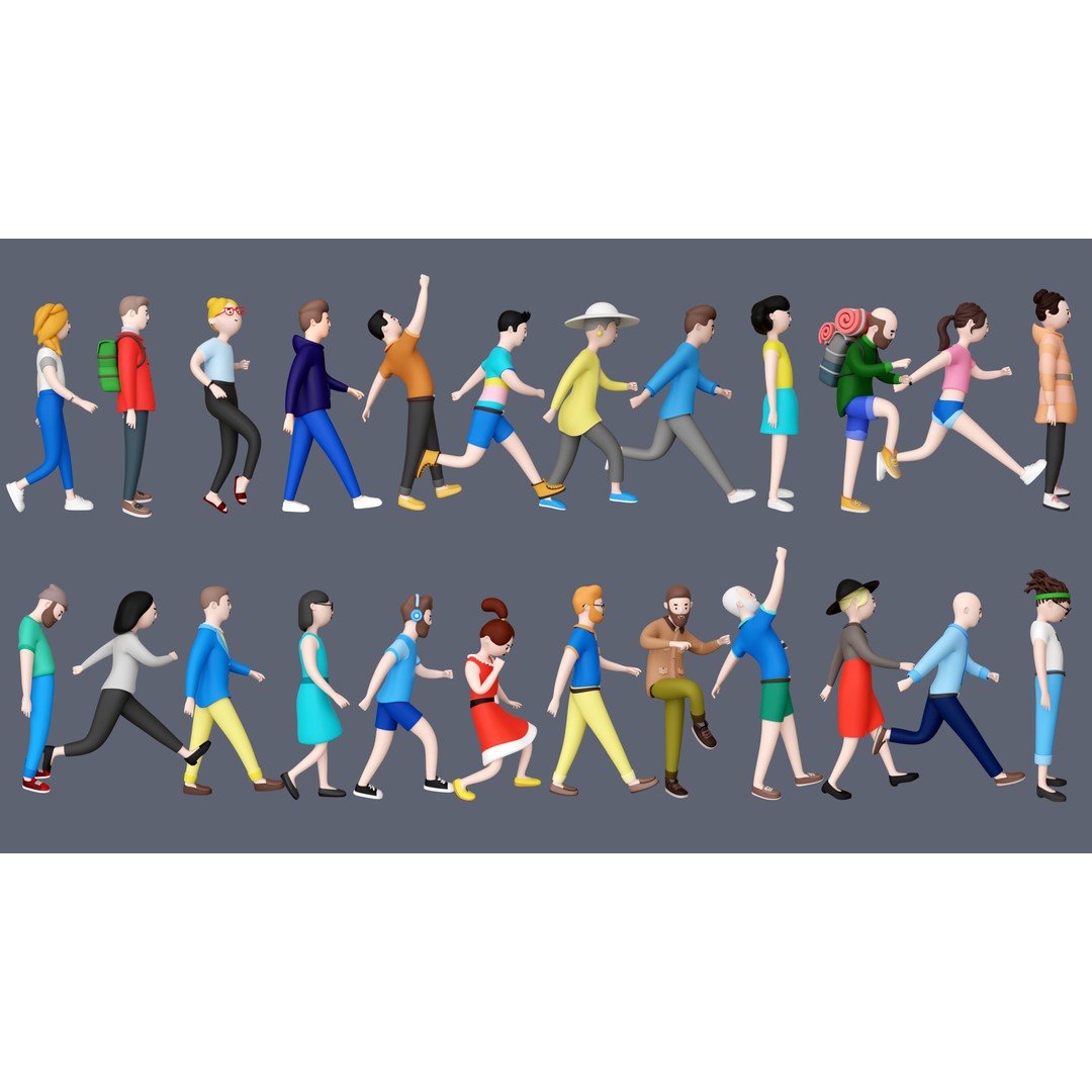 Casual Characters 3D Model – Low Poly Stylized Characters, FBX, Game Ready - View 4