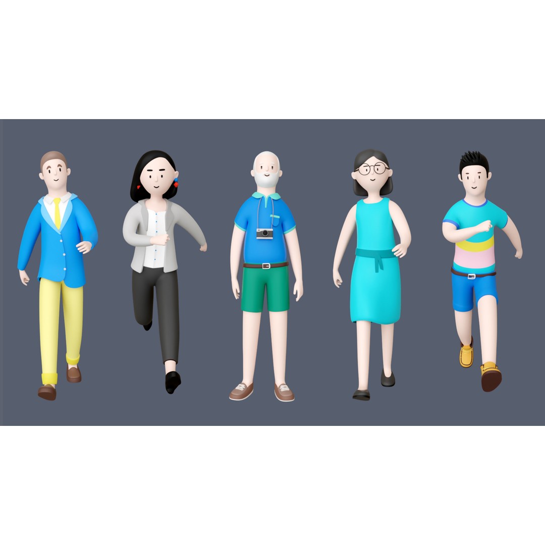 Casual Characters 3D Model – Low Poly Stylized Characters, FBX, Game Ready - View 6