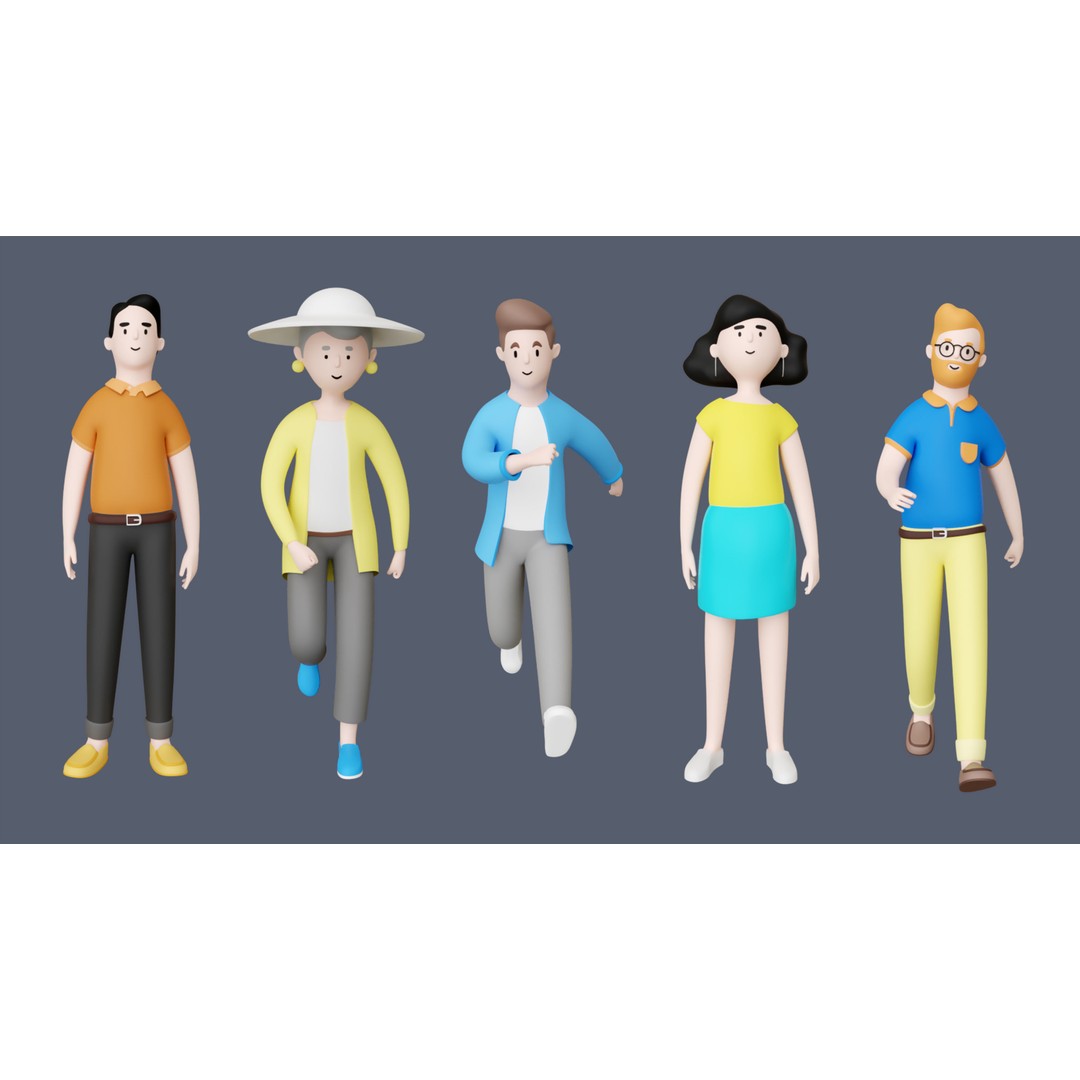 Casual Characters 3D Model – Low Poly Stylized Characters, FBX, Game Ready - View 8