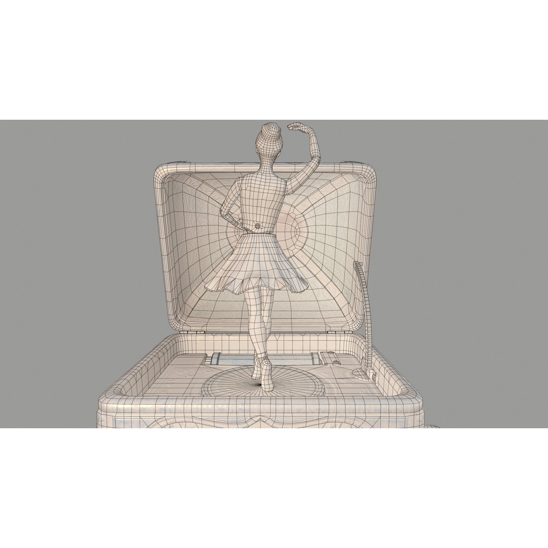 Rotating Ballerina Music Box 3D Model – Low Poly Animated Toy, FBX
